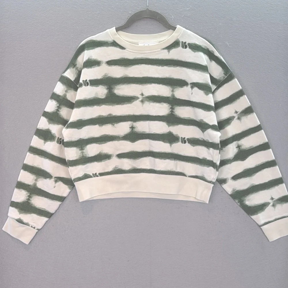 ba&sh Women's Sailor style sweatshirt sete green 100% organic cotton crop top S - Picture 7 of 11